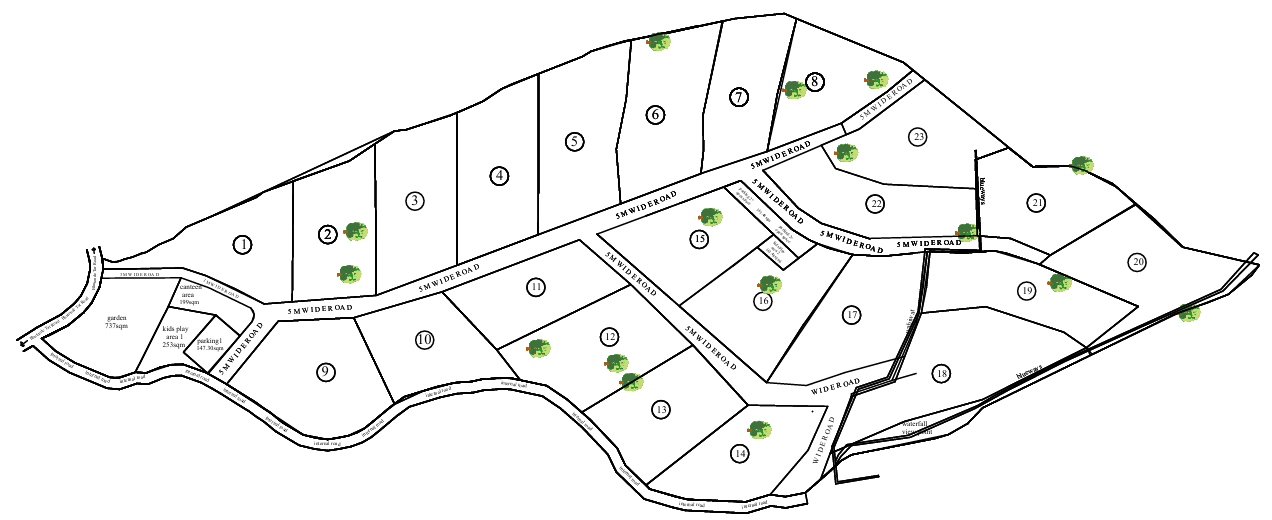 Nestland Bhor farmhouse plot layout map with clear plot divisions and infrastructure details